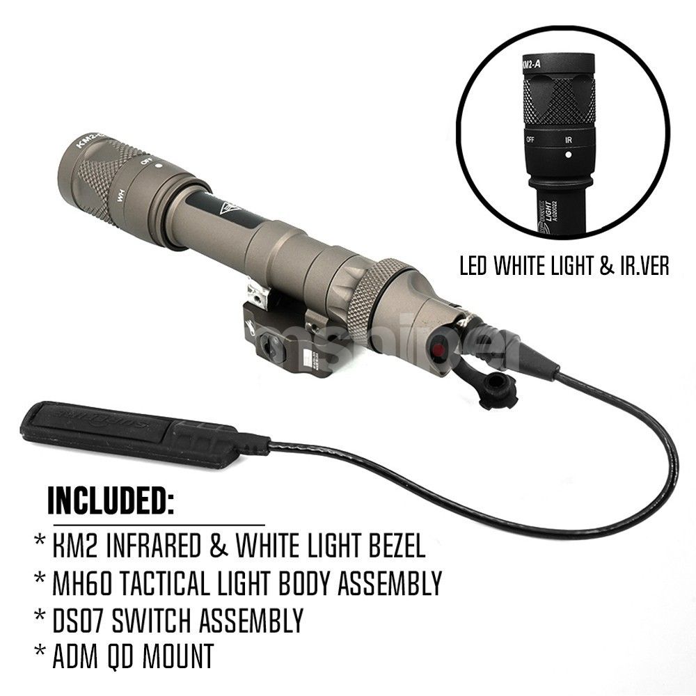 M622V Weapon Scout Flashlight with IR & Remote Pressure Switch Pad & QD Flashlight Mount, 500 Lumens LED Light