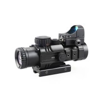 Tactical 4x32 Scope 3-In-1 Combo With 3MOA Red Dot Sight and Green Laser For 20mm Rail,RGB Illuminated Rangefinder Scope Combo