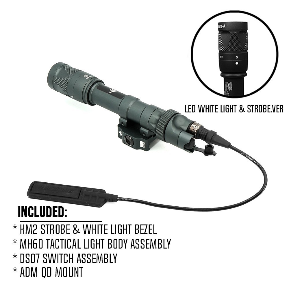 M622V Weapon Scout Flashlight with IR & Remote Pressure Switch Pad & QD Flashlight Mount, 500 Lumens LED Light