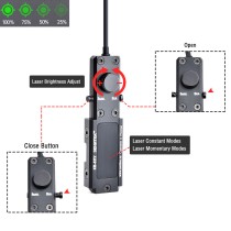 Metal PERST-4 Box Red/Green/Blue Laser Sight With IR Laser，4-Level Laser Brightness，With Pressure Switch，For 20mm Rail