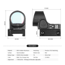 SRO Red Dot Sight Adjustable LED Reflex Sight for RMR/SRO Footprint Pistols