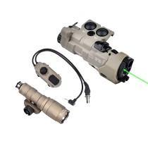 Metal MWL Red/Green/Blue Indicator Powerful Laser Dot IR Indicator Sight with M300A/M600C Flashlight & Pressure Switch，Tan