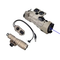 Metal MWL Red/Green/Blue Indicator Powerful Laser Dot IR Indicator Sight with M300A/M600C Flashlight & Pressure Switch，Tan