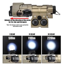 Metal MWL Red/Green/Blue Indicator Powerful Laser Dot IR Indicator Sight with M300A/M600C Flashlight & Pressure Switch，Tan