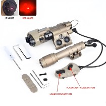 Metal MWL Red/Green/Blue Indicator Powerful Laser Dot IR Indicator Sight with M300A/M600C Flashlight & Pressure Switch，Tan