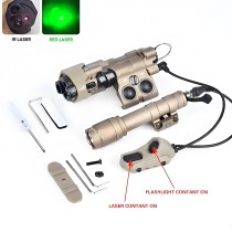 Metal MWL Red/Green/Blue Indicator Powerful Laser Dot IR Indicator Sight with M300A/M600C Flashlight & Pressure Switch，Tan