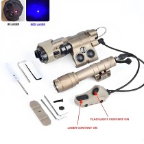 Metal MWL Red/Green/Blue Indicator Powerful Laser Dot IR Indicator Sight with M300A/M600C Flashlight & Pressure Switch，Tan