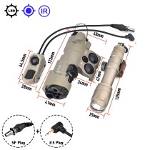 Metal MWL Red/Green/Blue Indicator Powerful Laser Dot IR Indicator Sight with M300A/M600C Flashlight & Pressure Switch，Tan