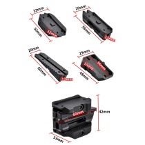 Variable Adjustable Height Optic Red Dot Sight Mount，Optic Mount Plate + Slider + 1.93" Riser + Rail Base Mount Combo