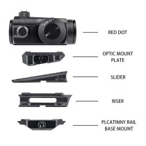 Variable Adjustable Height Optic Red Dot Sight Mount，Optic Mount Plate + Slider + 1.93" Riser + Rail Base Mount Combo