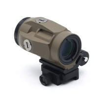 3X Magnifier with 90° Push-Button Flip-To-Side Mount & Riser Plate & Rubber Len Cover for Red Dot Holographic Sight