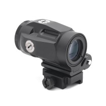 3X Magnifier with 90° Push-Button Flip-To-Side Mount & Riser Plate & Rubber Len Cover for Red Dot Holographic Sight