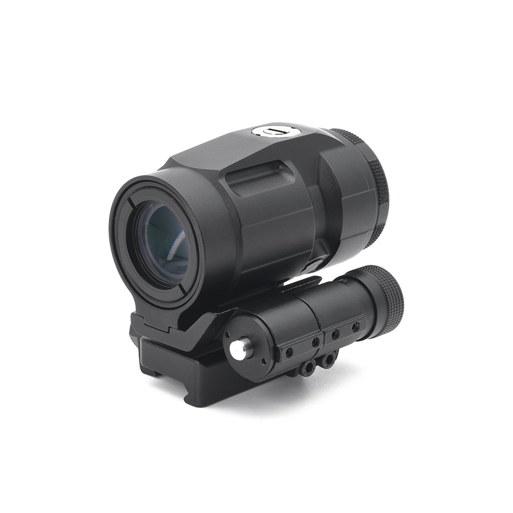 3X Magnifier with 90° Push-Button Flip-To-Side Mount & Riser Plate & Rubber Len Cover for Red Dot Holographic Sight