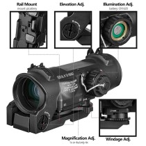 SpecterDR 1-4X Scope (Gen 3)，Optical Reticle Sight，Holographic Reflection Sight，With Quick-Release，Top Emergency Sight