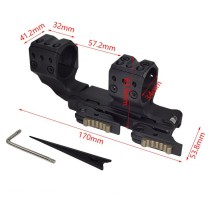 1.50" 34mm Tube Diameter QDP Scope Mount With Quick Release，Quick Detachable Cantilever Offset Mount