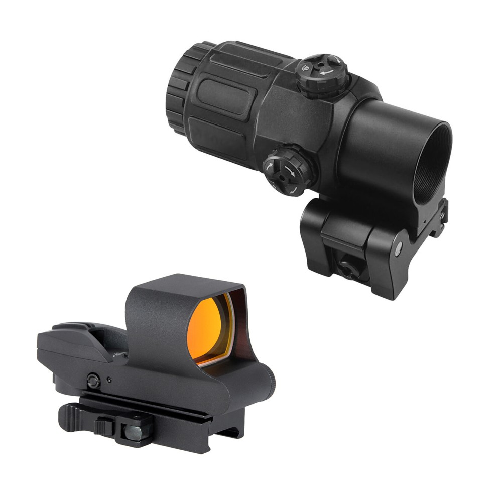 Reflex Sight With G33/G43/G45 3X/5X Magnifier Combo Kit，Multiple Reticle System (4 Adjustable)