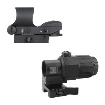 Reflex Sight With G33/G43/G45 3X/5X Magnifier Combo Kit，Multiple Reticle System (4 Adjustable)